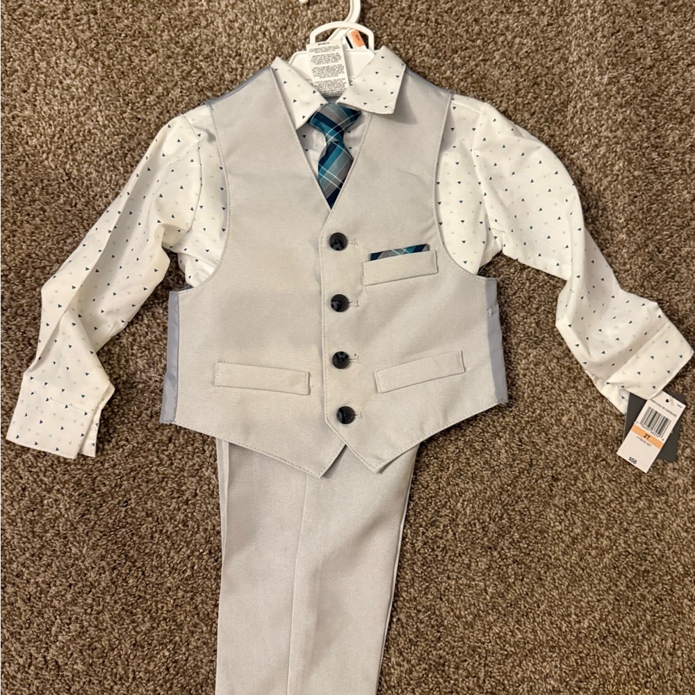 Gray Vest and Pants suit 2t